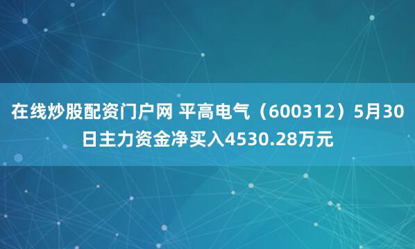 在线炒股配资门户网 平高电气（600312）5月30日主力资金净买入4530.28万元